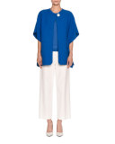 Half-Sleeve One-Button Cape, Cobalt