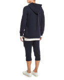 Textured-Knit Cropped Sweatpants, Dark Ink