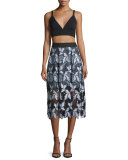 Patchwork Guipure Lace Midi Skirt