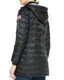 Camp Hooded Mid-Length Puffer Coat, Black