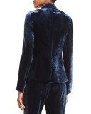 Tailored Velvet Blazer, Sapphire