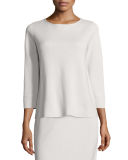 3/4-Sleeve Silk/Cotton Interlock Box Top, Petite