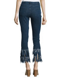 Sleeveless Frayed-Hem Tunic, Mid Blue