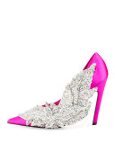 Crystal Satin 110mm Pump, Rose Fuchsia