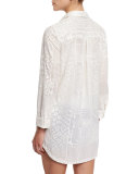 Tanisha Embroidered Button-Front Tunic, White