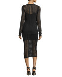 Jacquard Long-Sleeve Top, Black