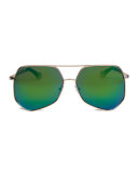 Megalast Oversized Aviator Sunglasses, Gold