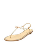 Pearly & Crystal Thong Sandal, Gold