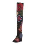 Embroidered 105mm Over-the-Knee Boot, Multi