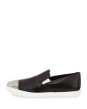 Metal Cap-Toe Loafer, Black
