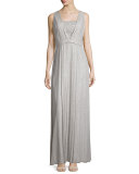 Sleeveless Sequin-Front Pleated Gown