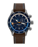 Eterno Orologi GMT Watch with Suede Strap, Silver/Brown