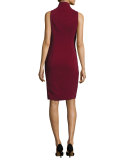 Sleeveless Cowl-Neck Sheath Dress, Bordeaux