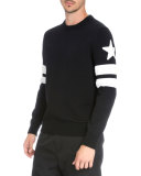 Double-Stripe & Star Knit Sweater, Black