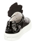 Rosette Patent Slip-On Sneaker, Black