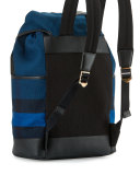 Drifton House Men's Check Canvas Backpack, Blue