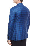 Check Wool Two-Button Sport Coat, Bright Blue