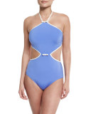 plage du midi cutout one-piece swimsuit, adventure blue