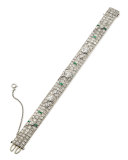 Estate Art Deco Diamond & Emerald Bracelet