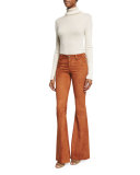 Suede Flare Pants, Tan