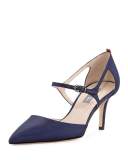 Phoebe Satin Buckle Pump, Navy