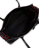 Bibliothèque XL Leather Tote Bag, Black/Red (Nero+Fuoco)