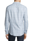 Isaac Slim-Fit Plaid Sport Shirt, Powder Blue