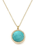 Gold Rock Candy Lollipop Diamond Turquoise Pendant Necklace