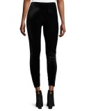 Stretch Velvet Ankle Leggings, Black 
