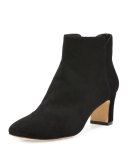Jakk Suede Chunky-Heel Bootie, Black