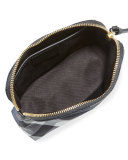 Medium Zip-Top Check Pouch Bag, Indigo Blue