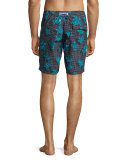 Okoa Sea Reflection Printed Swim Trunk, Black Pattern