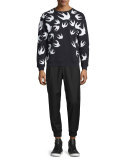 Bird-Print Crew-Neck Sweatshirt