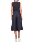 Caro Pleated Flared Pants, Slate
