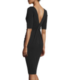 Ruched Matte Jersey Bateau-Neck Dress, Caviar
