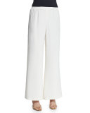 Silk Wide-Leg Pants, White