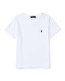 Cotton Jersey V-Neck Tee, White, Size 2-4