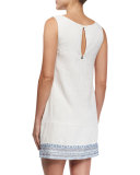 Embellished-Embroidery Linen Shift Dress