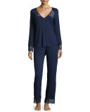 Cheyene Long-Sleeve Lounge Top, Navy