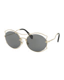 Waved Monochromatic Open-Inset Sunglasses