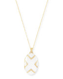 18k White Ceramic Oval X Locket, 30"L