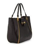 Sedgwick Medium Python Zip Tote Bag, Black