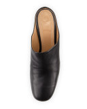 Adela Leather Block-Heel Mule, Black/White