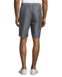 Linen-Cotton Pull-On Shorts, Gray