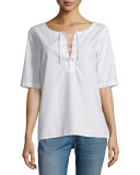 Lace-Up Poplin Top