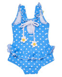 Polka-Dot Ruffle Swimsuit, Blue, Size 2T-4T