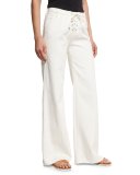 Le Capri Lace-Up Wide-Leg Jeans, Parchment