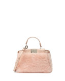 Peekaboo Micro Shearling Fur Satchel Bag, Light Rose Pink