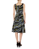 Tate Suzu-Swirl Sleeveless Dress, Black/Multi