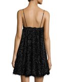 Katie Sleeveless Mixed-Media Mini Dress, Black